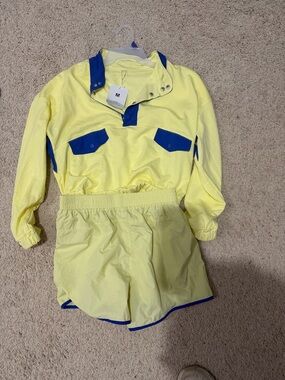 Yellow & Royal Blue Two-Piece Athletic Set